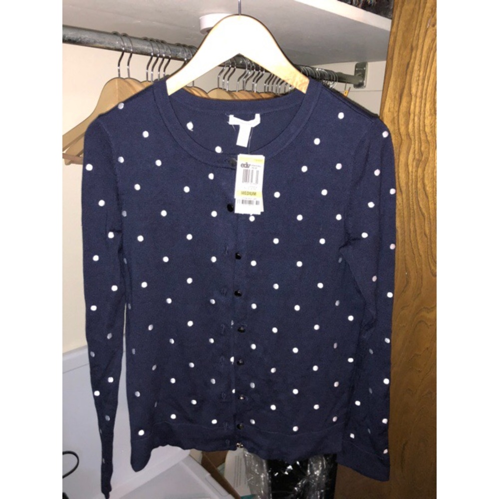 Cardigan; blue; silver; top